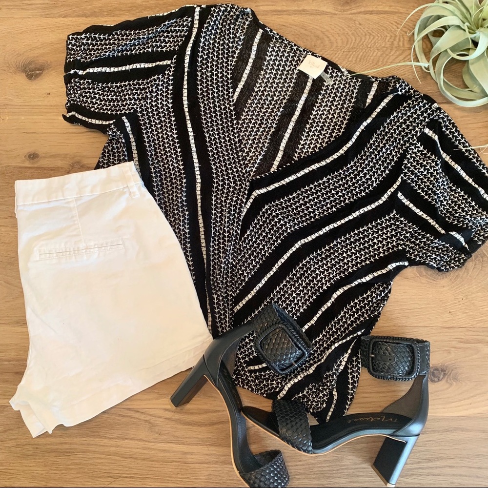 Black and White Short Sleeved Blouse